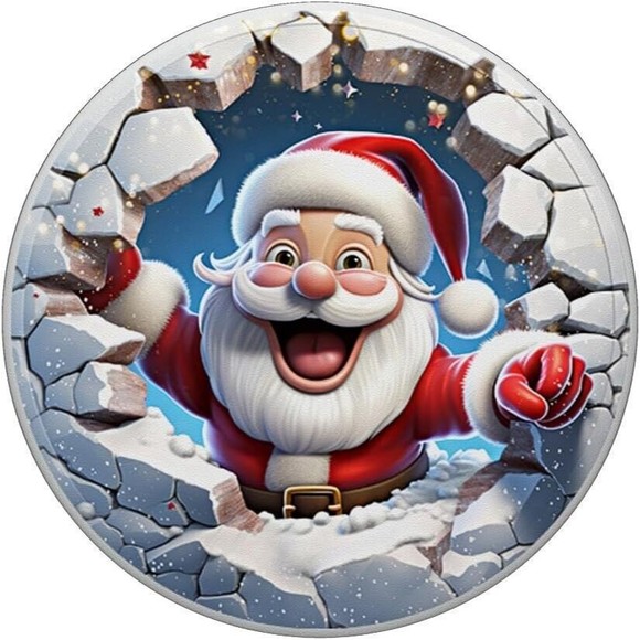 PopSockets Santa Claus Coming Out Of Hole for Phone Women Swappable Base PopGrip - Picture 4 of 13